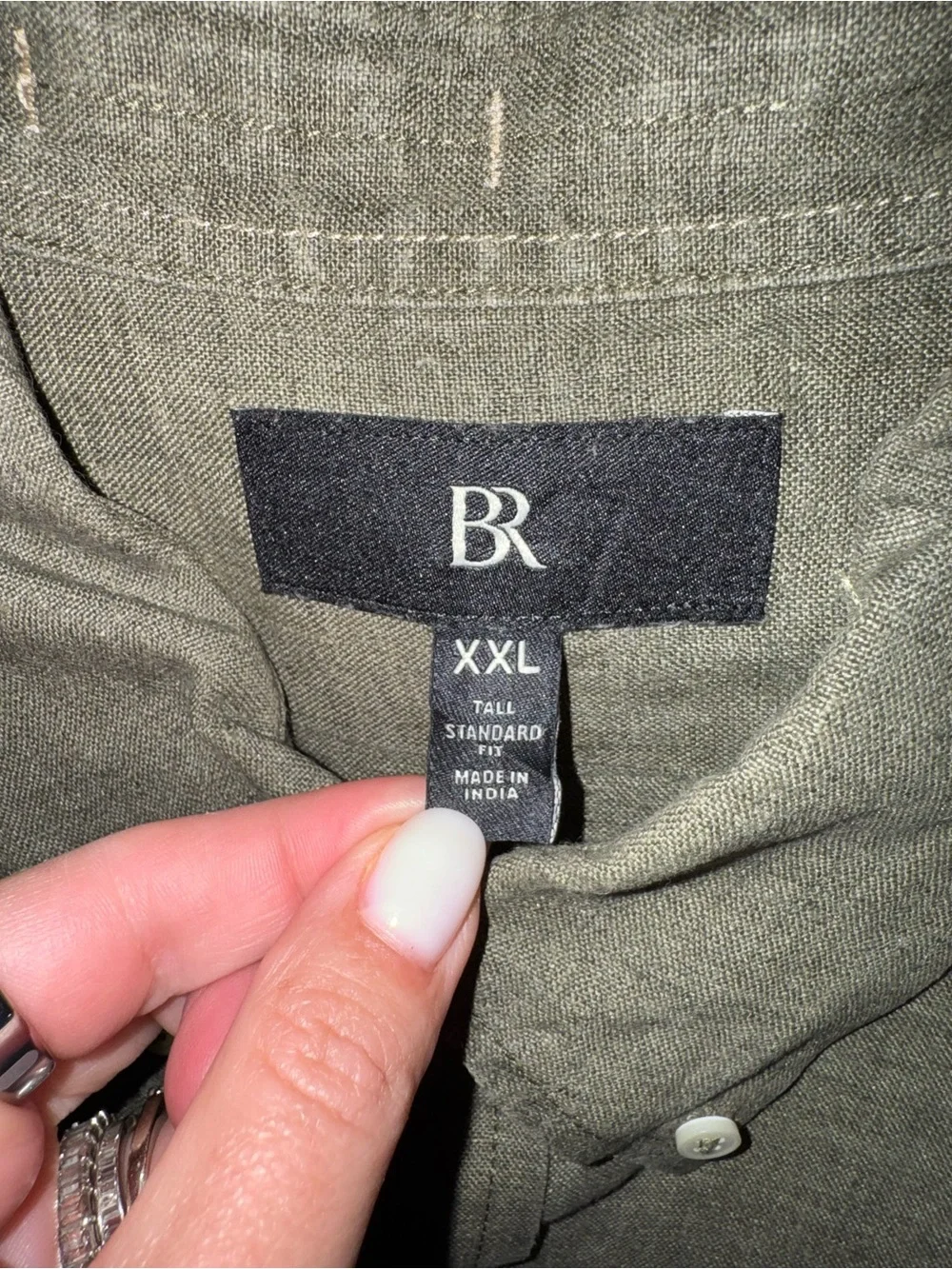 Banana Republic Men's Short-Sleeve Button-Down Shirt in Olive Green